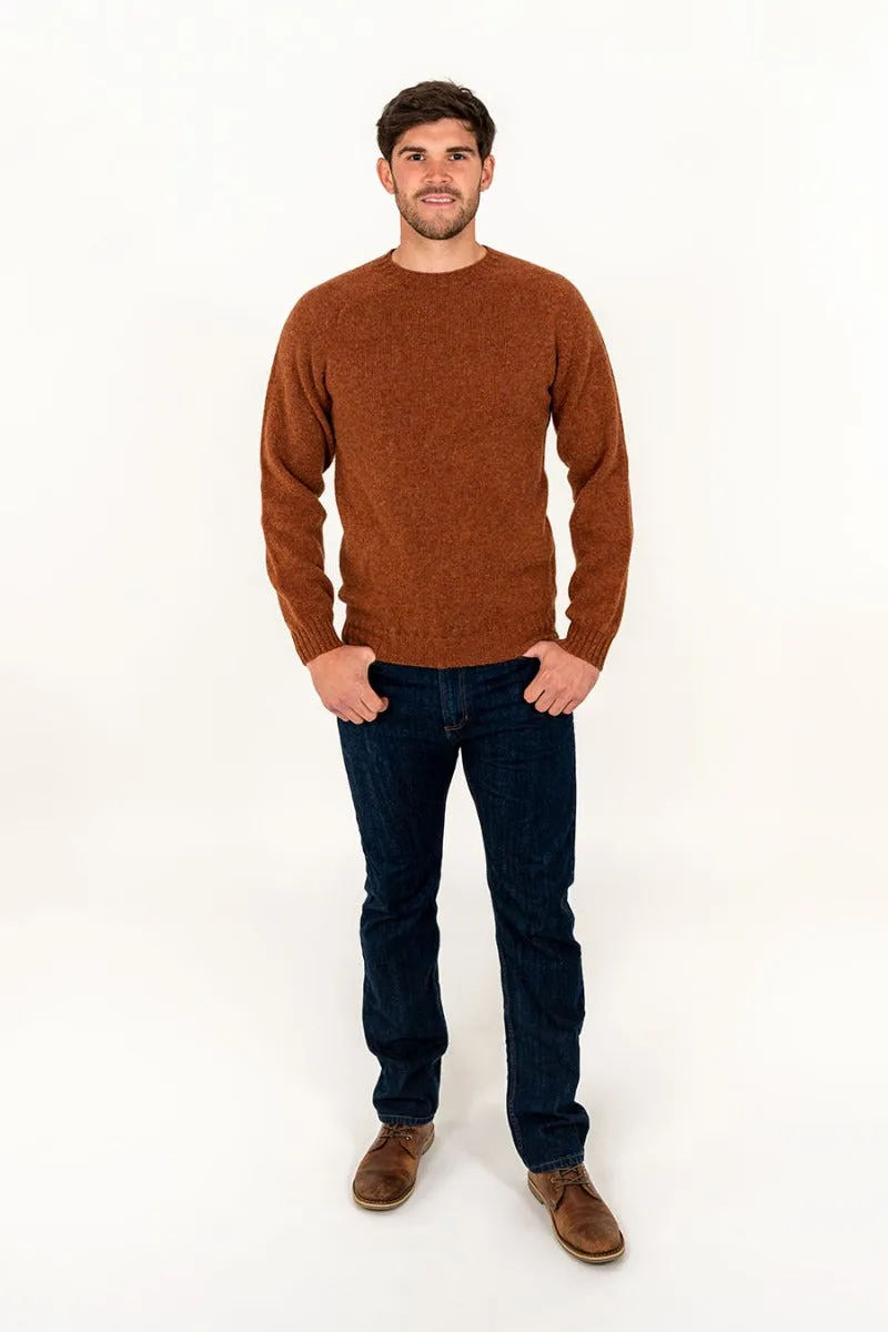 Mens Seamless Saddle Shoulder Shetland Jumper - Light rust