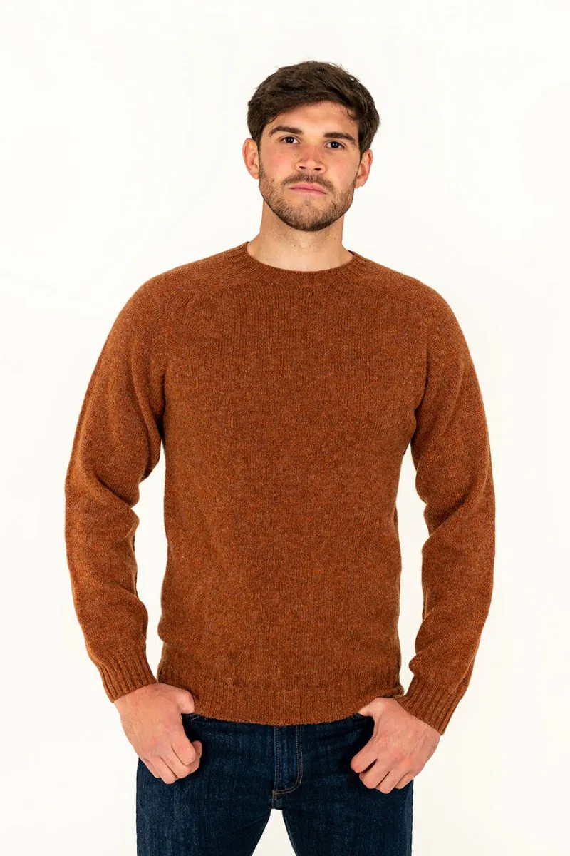 Mens Seamless Saddle Shoulder Shetland Jumper - Light rust