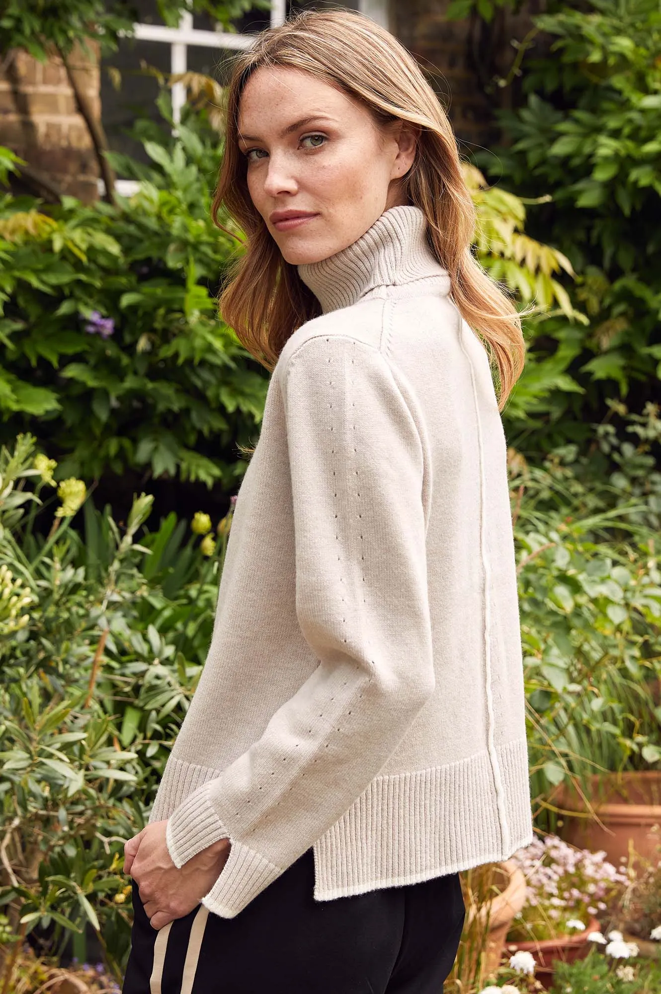 Merino Wool Roll Neck Jumper | Oat/Cream