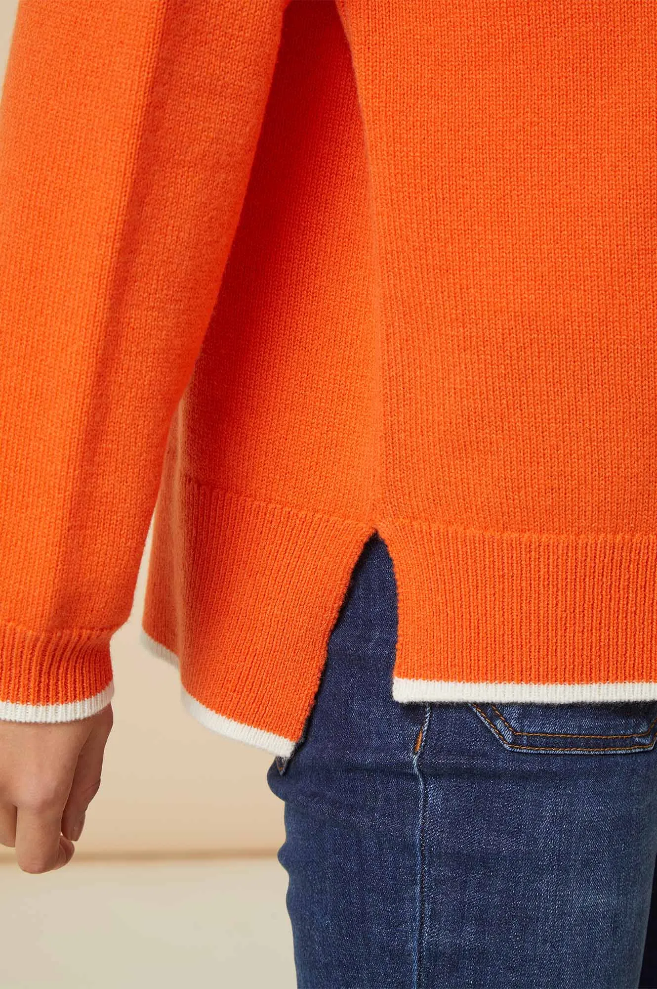 Merino Wool V-Neck Jumper | Orange