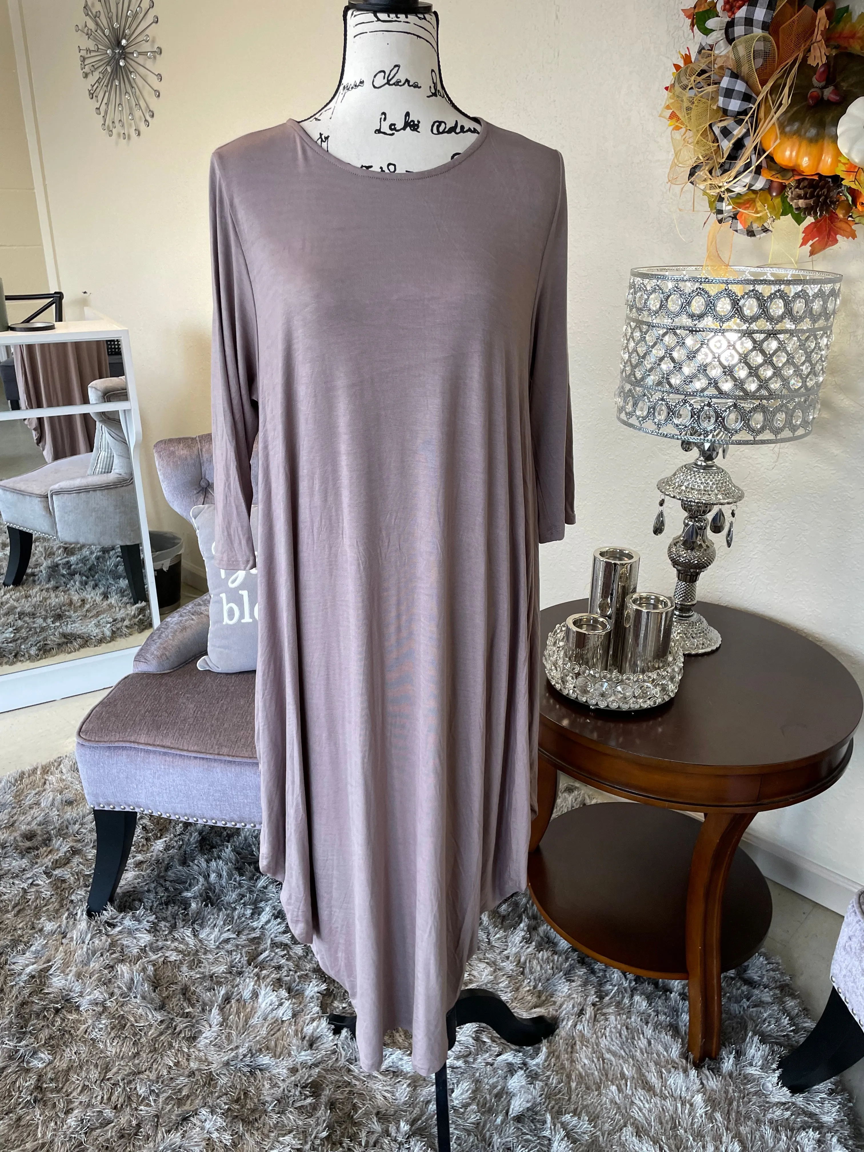 Mocha Bubble Midi Layering Dress