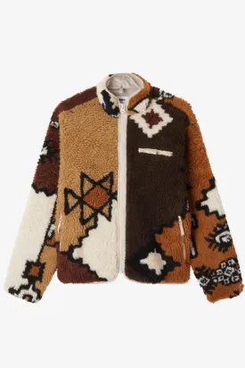 Moroccan Rug Sherpa Jacket | Brown Multi