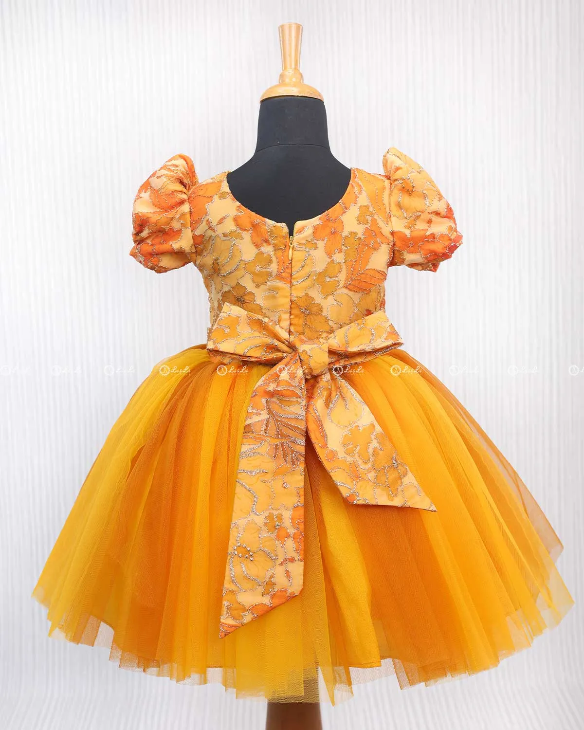 Mustard Yellow and Marigold Yellow Short Frock.