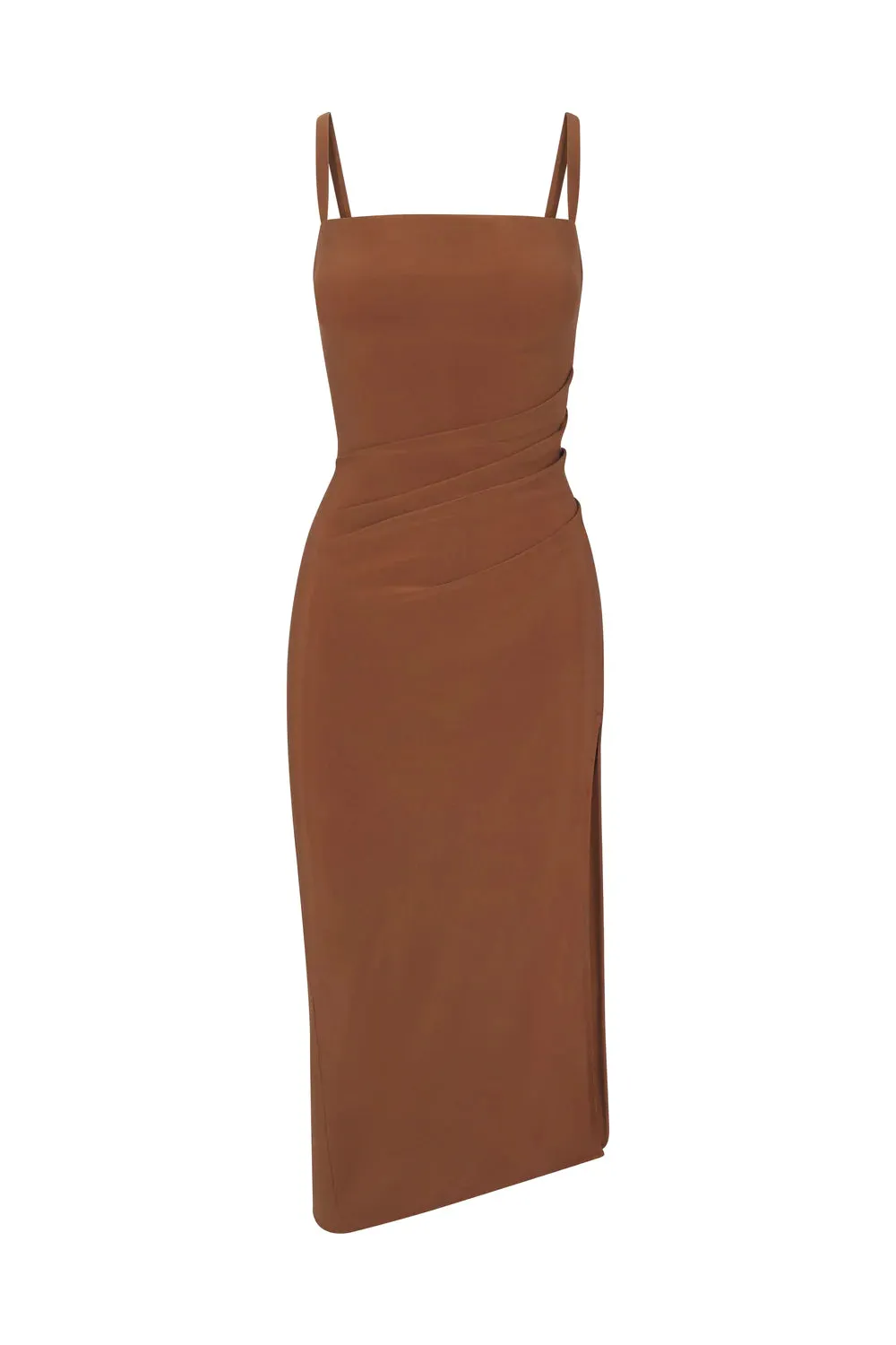 Nadege Draped Midi Dress - Tawny