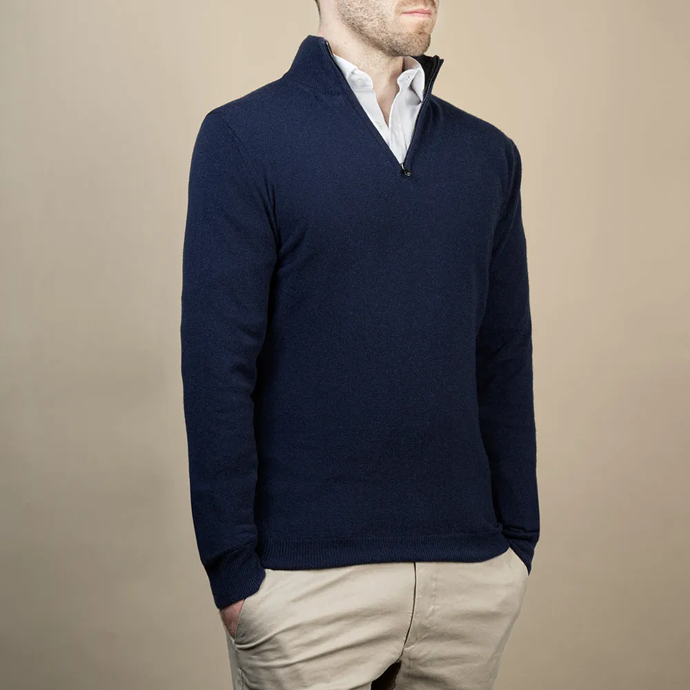 Navy Cashmere Quarter-Zip Jumper