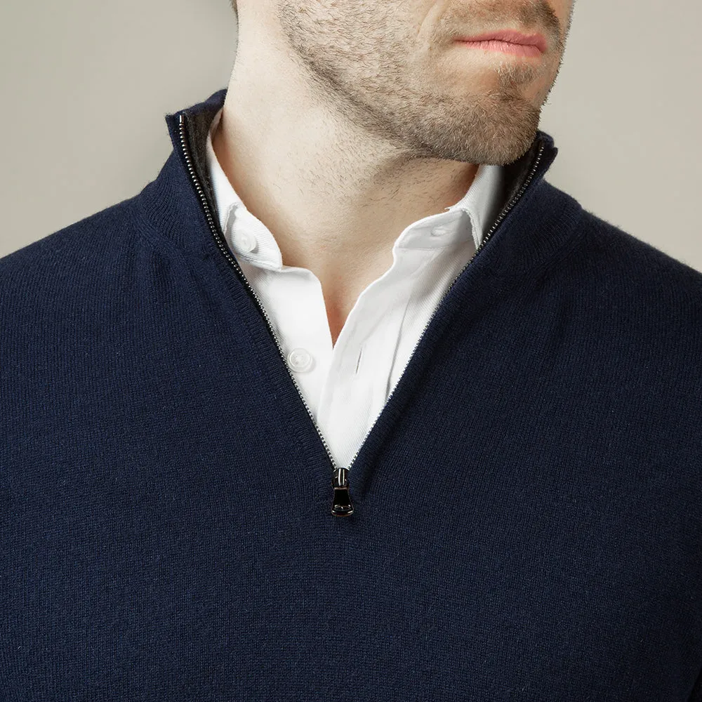 Navy Cashmere Quarter-Zip Jumper