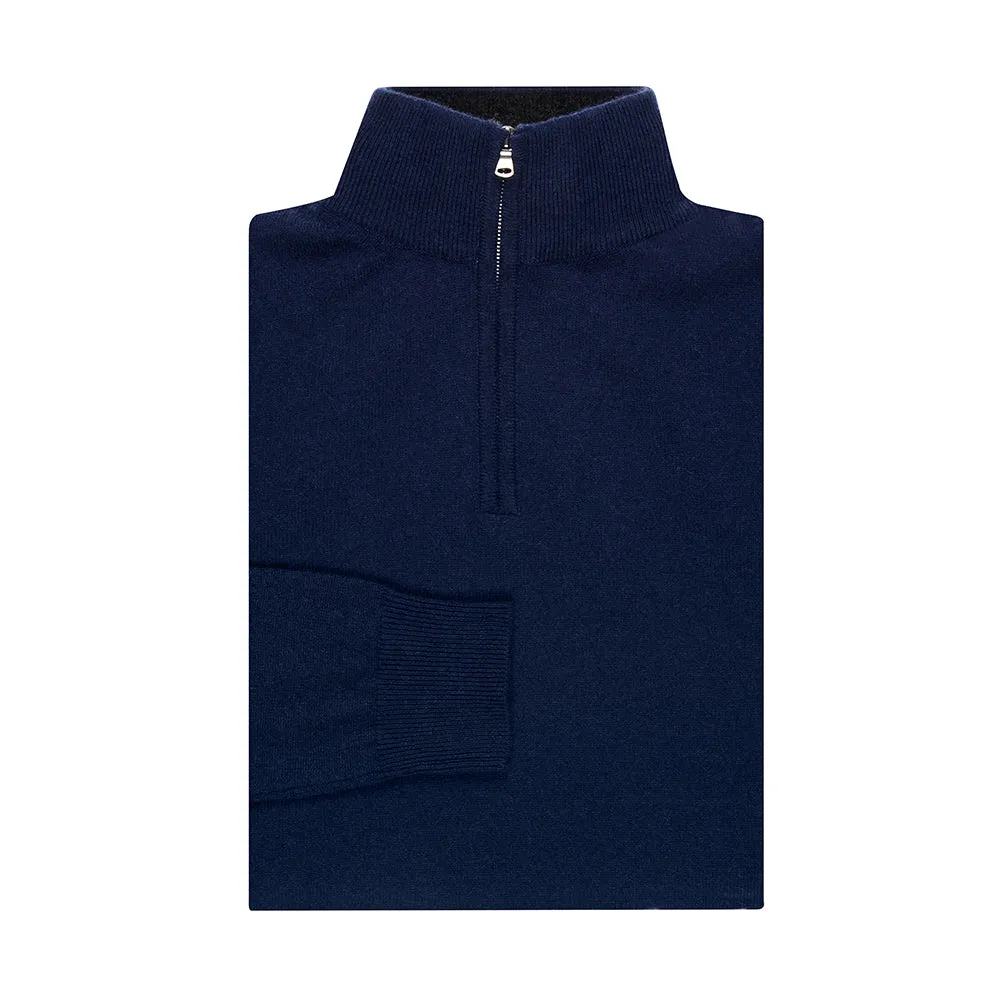 Navy Cashmere Quarter-Zip Jumper