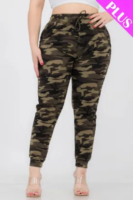 NicholesGifts Plus Size Women French Terry Camo Print Joggers