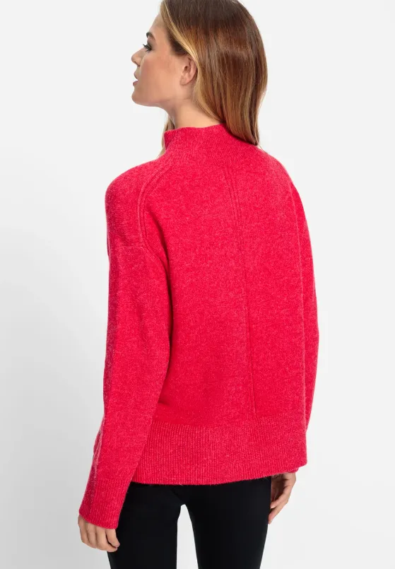 OLSEN<BR>
Long Sleeve Mock Neck Pullover<BR>
Grey, Lilac, Red<BR>