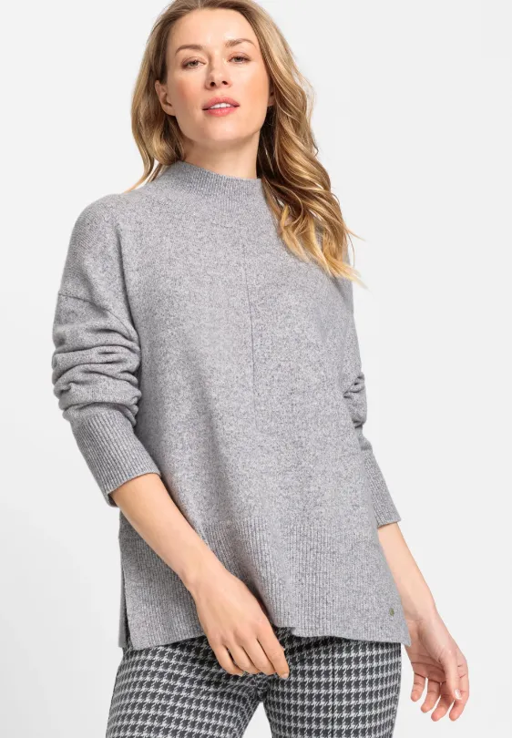 OLSEN<BR>
Long Sleeve Mock Neck Pullover<BR>
Grey, Lilac, Red<BR>