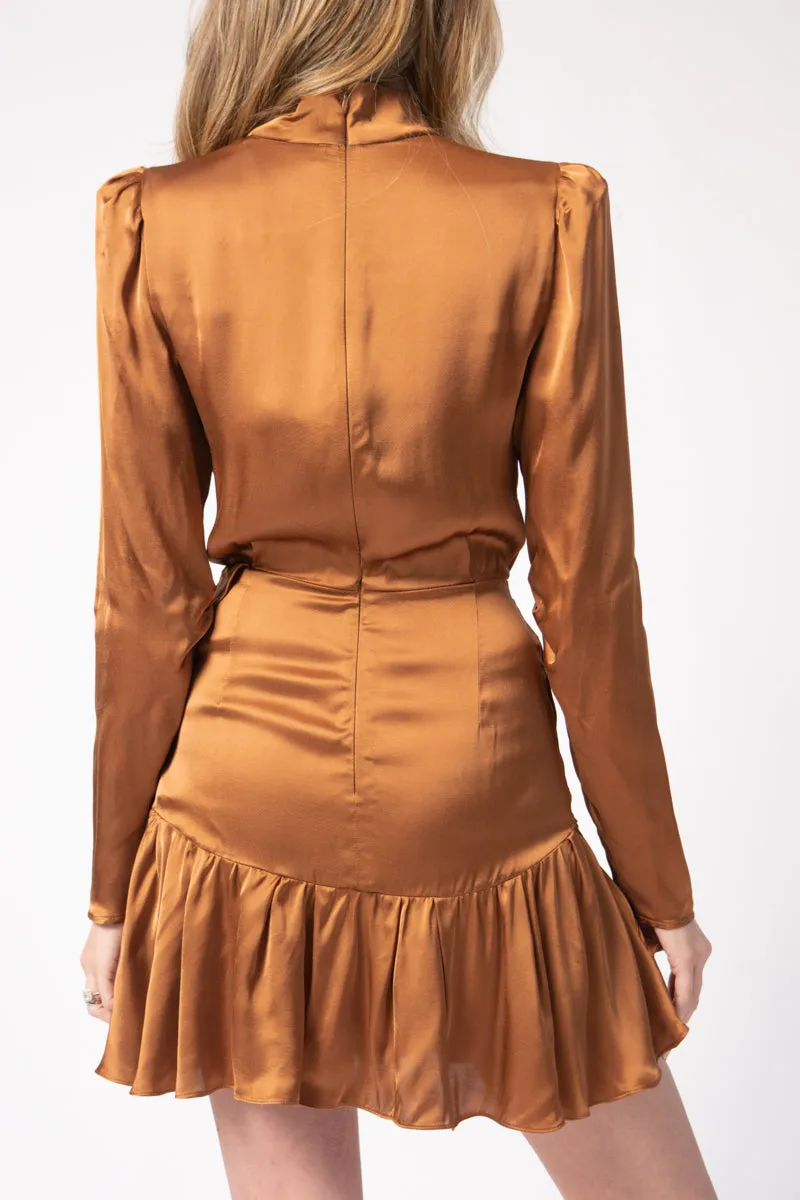 Osium Ruffled Mini Dress in Camel