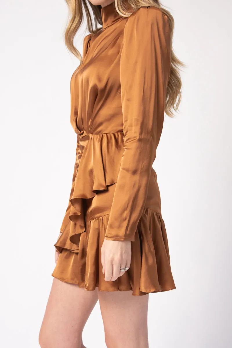 Osium Ruffled Mini Dress in Camel