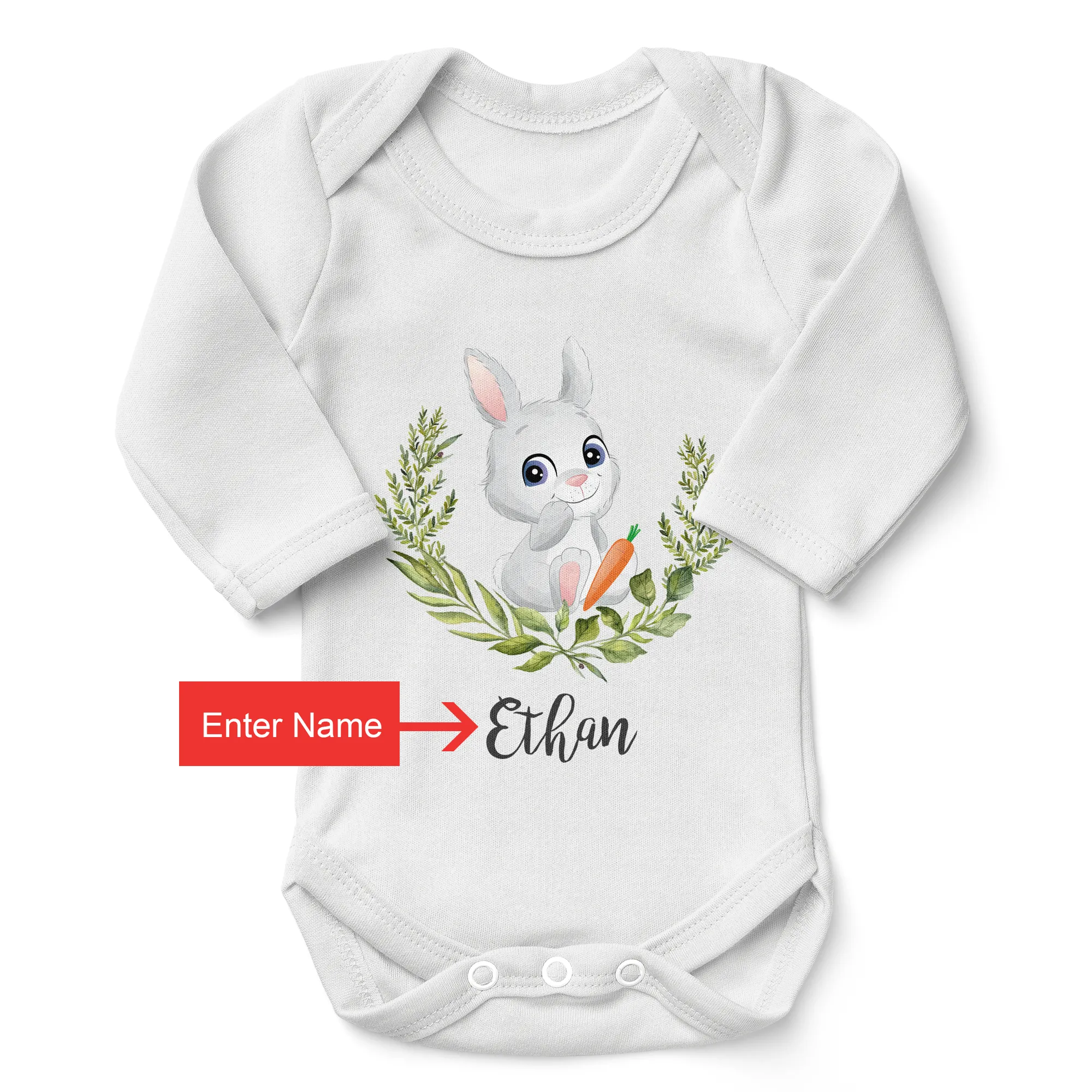 [Personalized] Endanzoo Organic Baby Bodysuit - Little Bunny