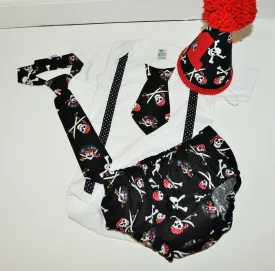 pirate cake smash outfit with party hat, skull and crossbones birthday outfit, 1st 2nd 3rd birthday, Boys cake smash outfit, Pirate Banner