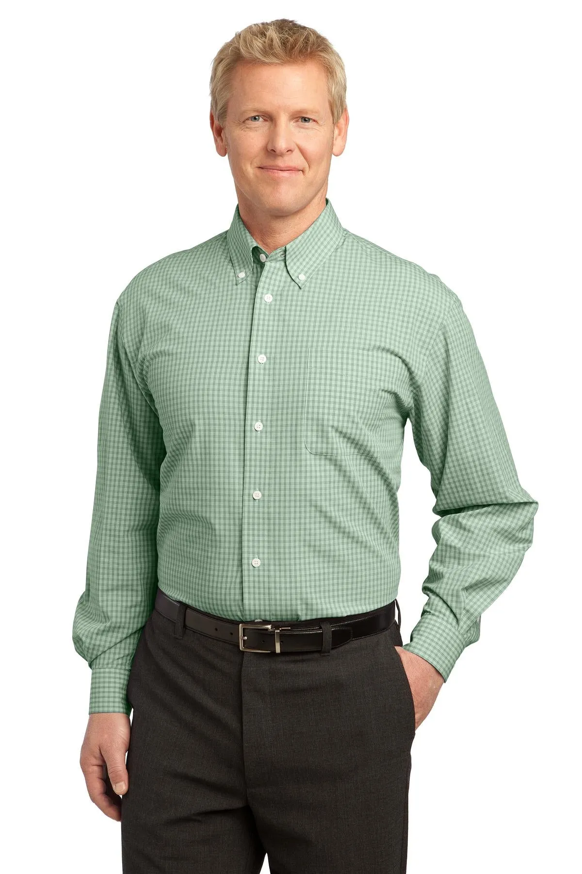 Port Authority Plaid Pattern Easy Care Shirt. S639