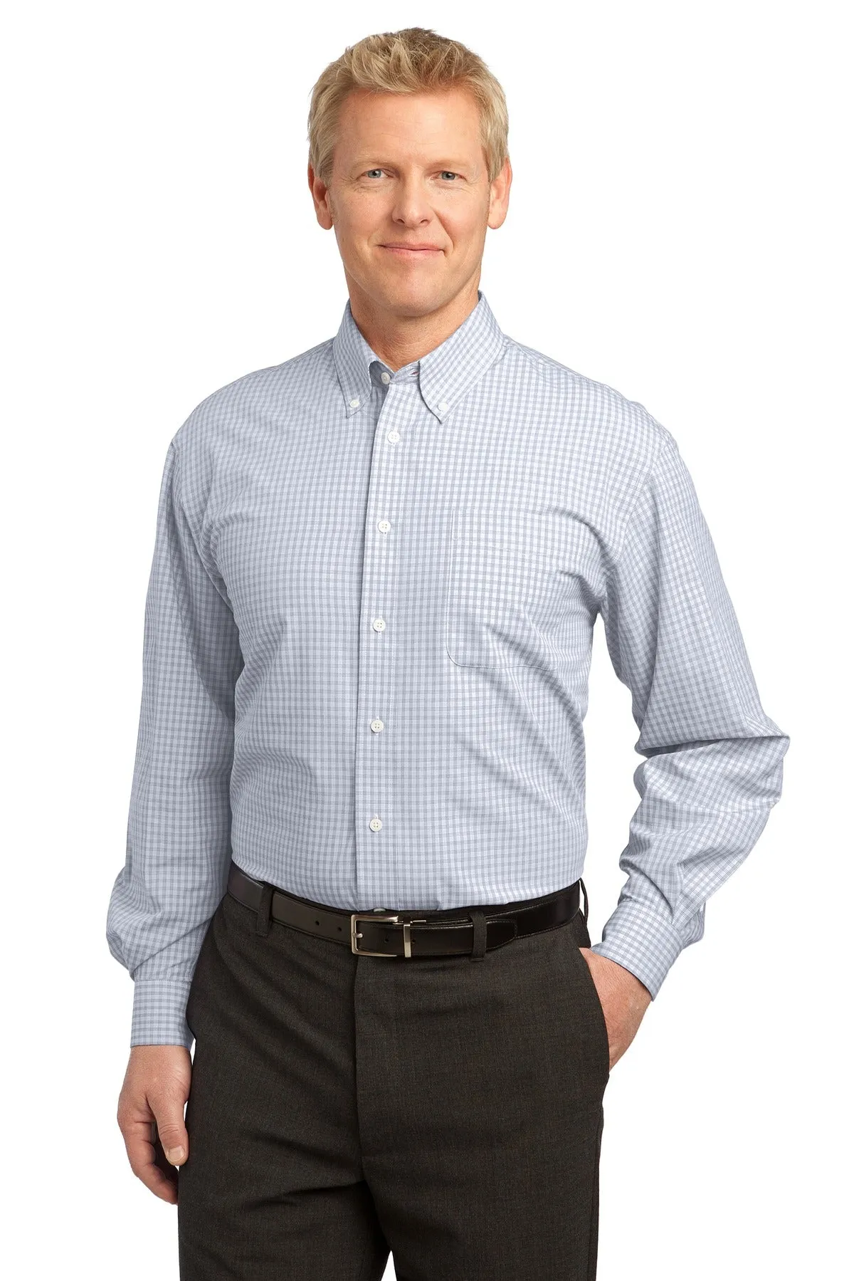 Port Authority Plaid Pattern Easy Care Shirt. S639