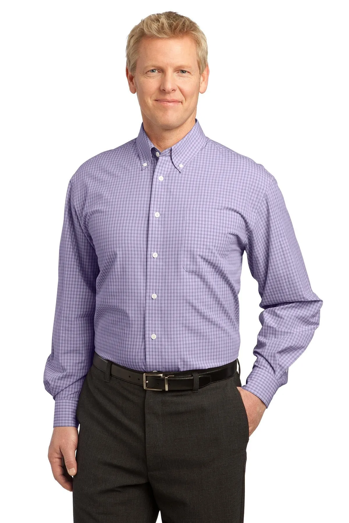 Port Authority Plaid Pattern Easy Care Shirt. S639