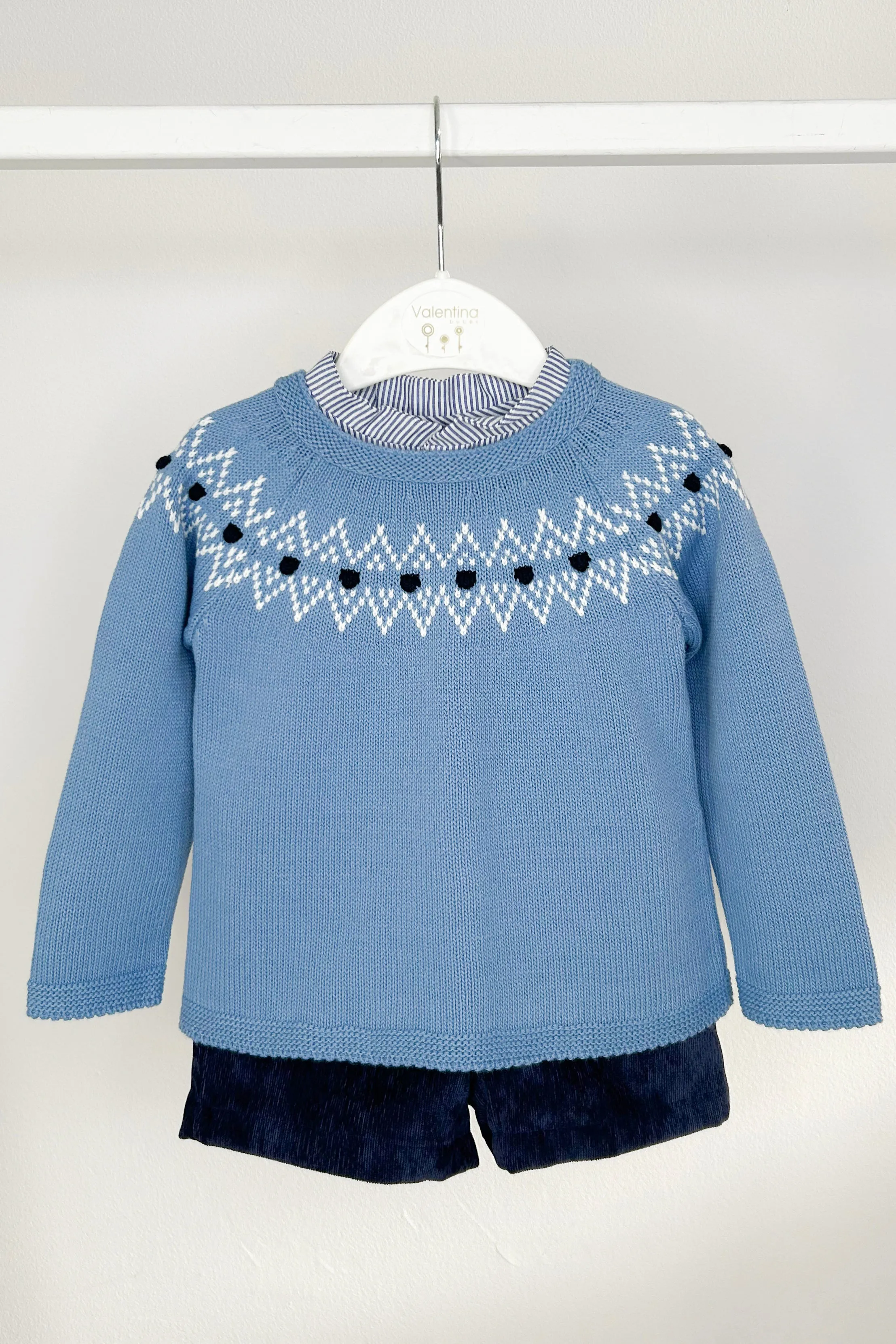 "Quentin" Powder Blue Jumper, Shirt & Shorts