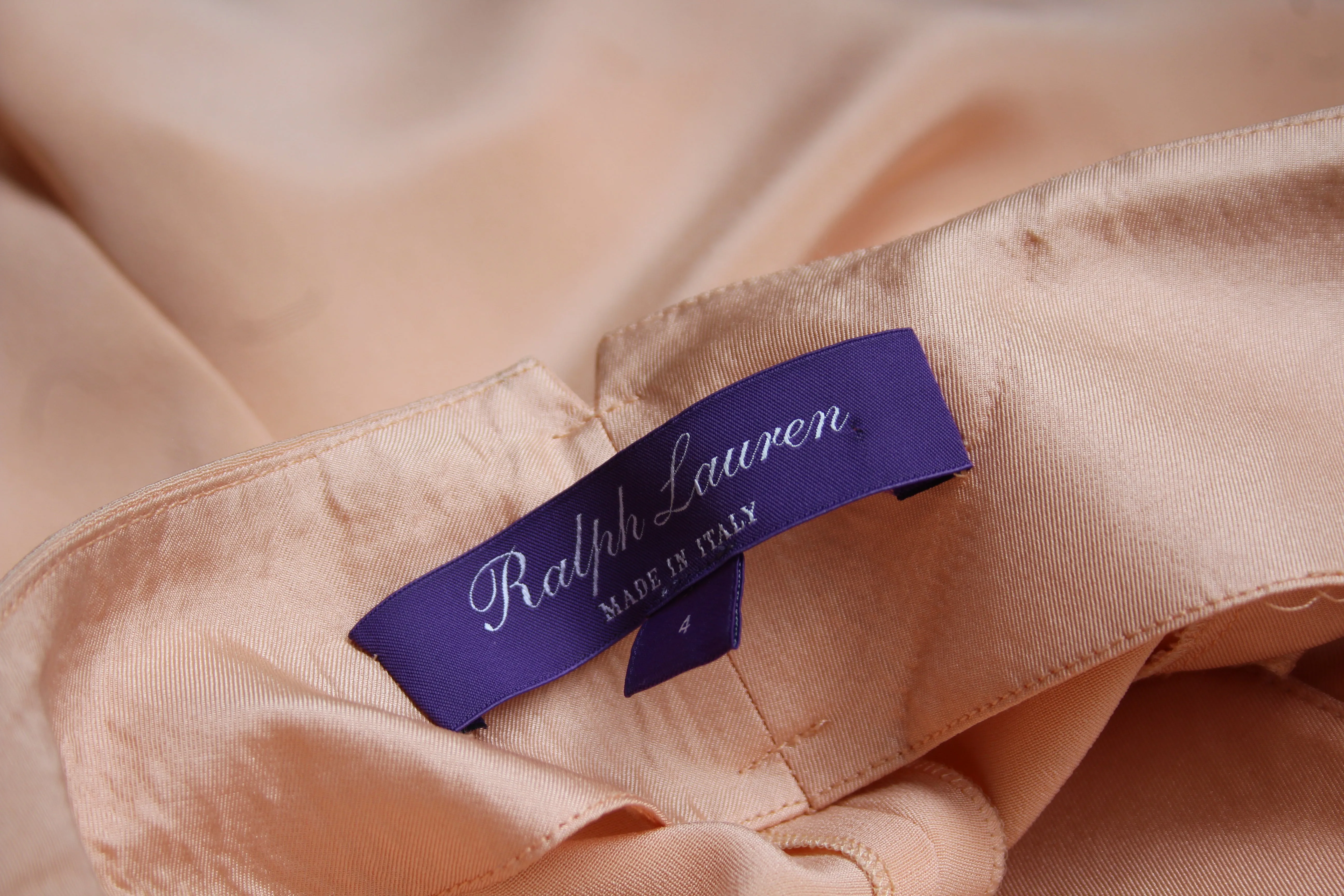 Ralph Lauren (Purple Label) Belted Blush 100% Silk Culottes 27-31