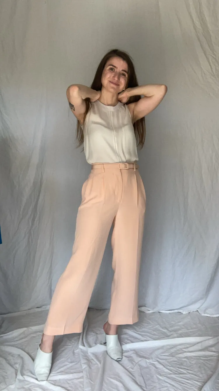 Ralph Lauren (Purple Label) Belted Blush 100% Silk Culottes 27-31