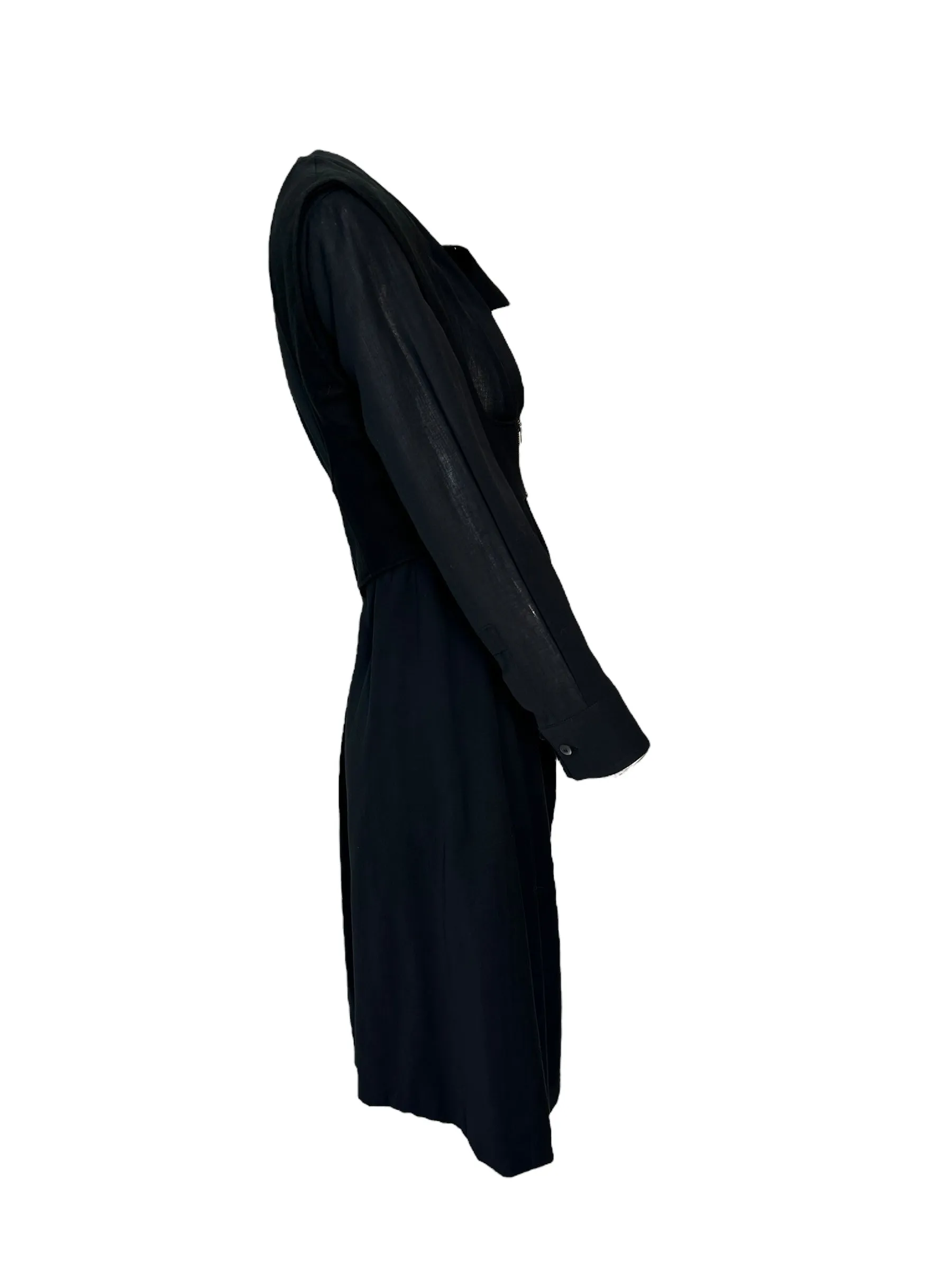 Rare 2000s Hussein Chalayan Black Asymmetrical Avant Garde Zipper Dress