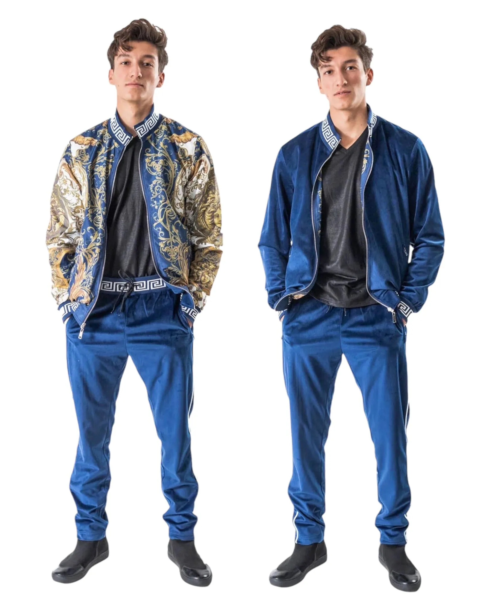 Royal Blue Men's Jogging Set Pants and Reversible Jacket Tracksuit Style No: JJ900