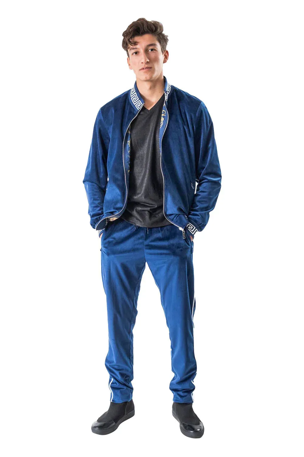 Royal Blue Men's Jogging Set Pants and Reversible Jacket Tracksuit Style No: JJ900