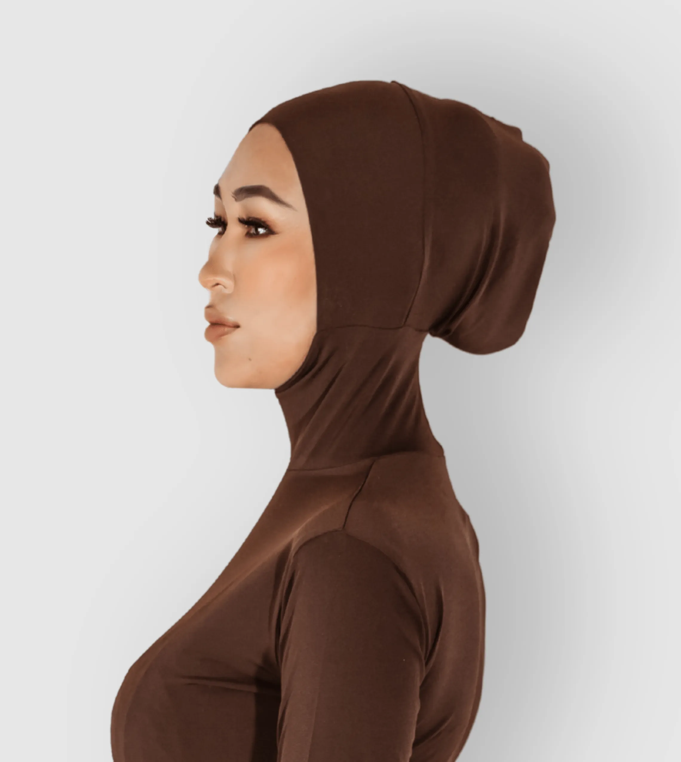 RUUQ Bodysuit Long Sleeve with Hijab Cap - Dark Chocolate