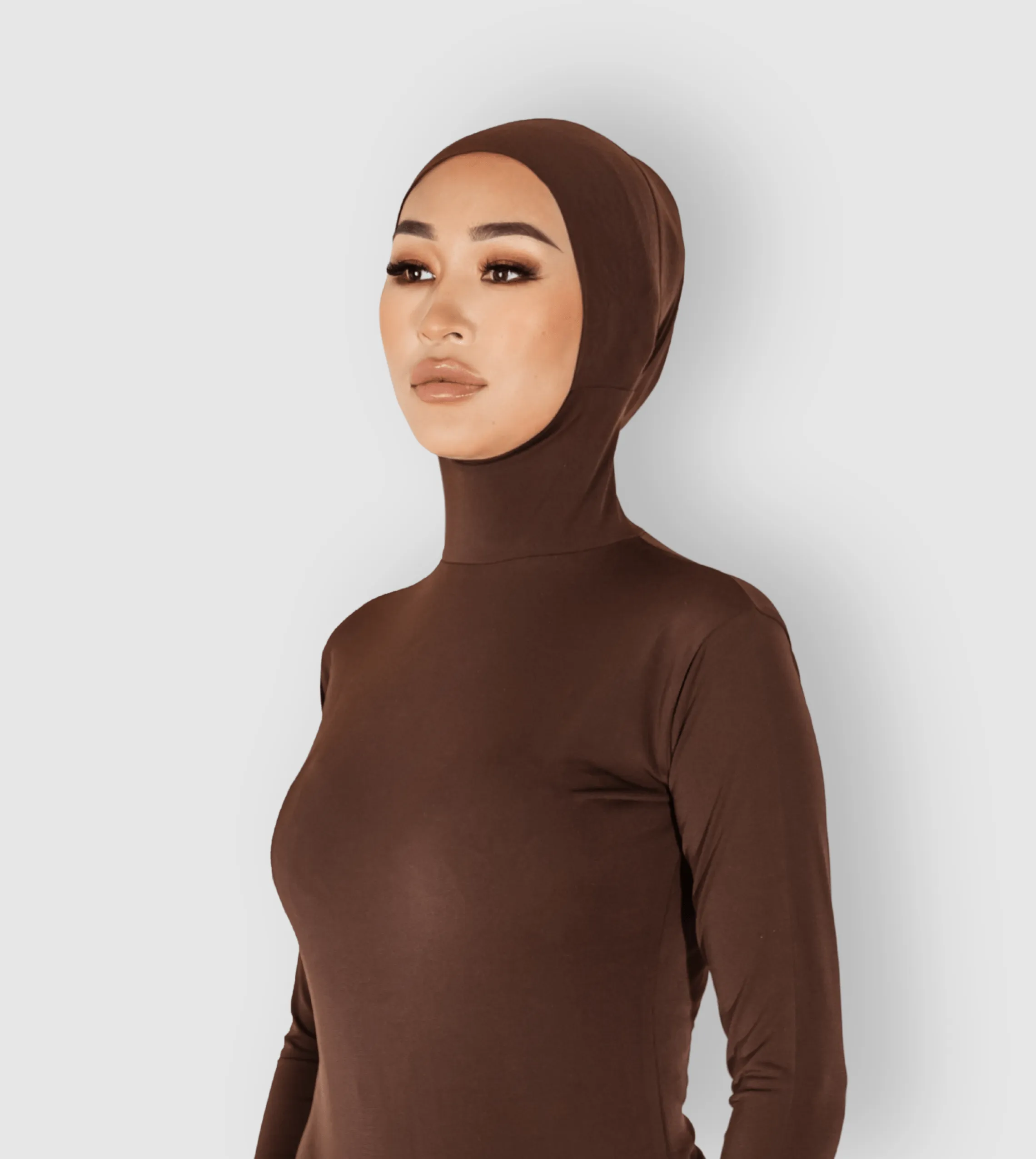 RUUQ Bodysuit Long Sleeve with Hijab Cap - Dark Chocolate