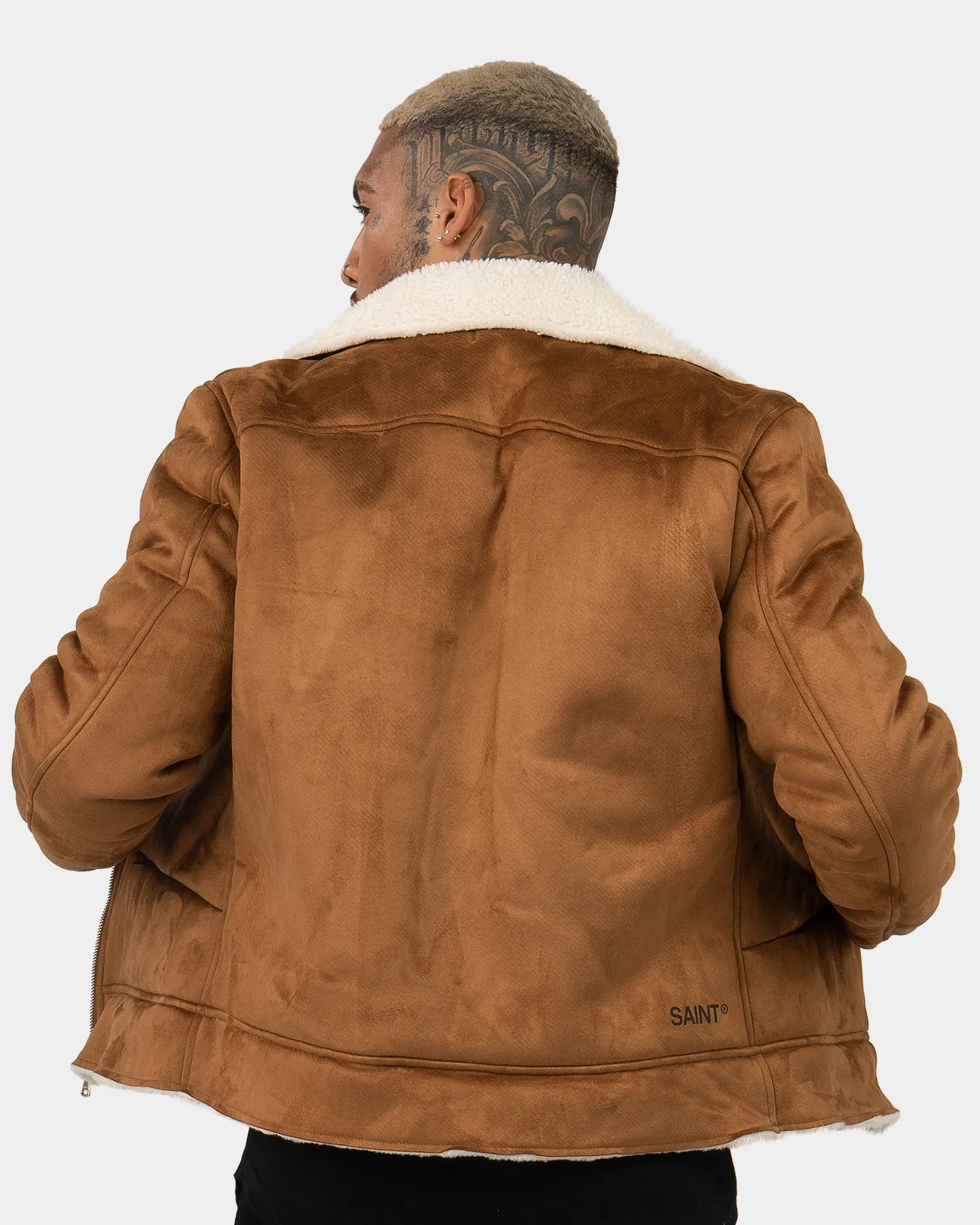 Saint Morta Renegade Sherpa Biker Jacket Tan/Cream