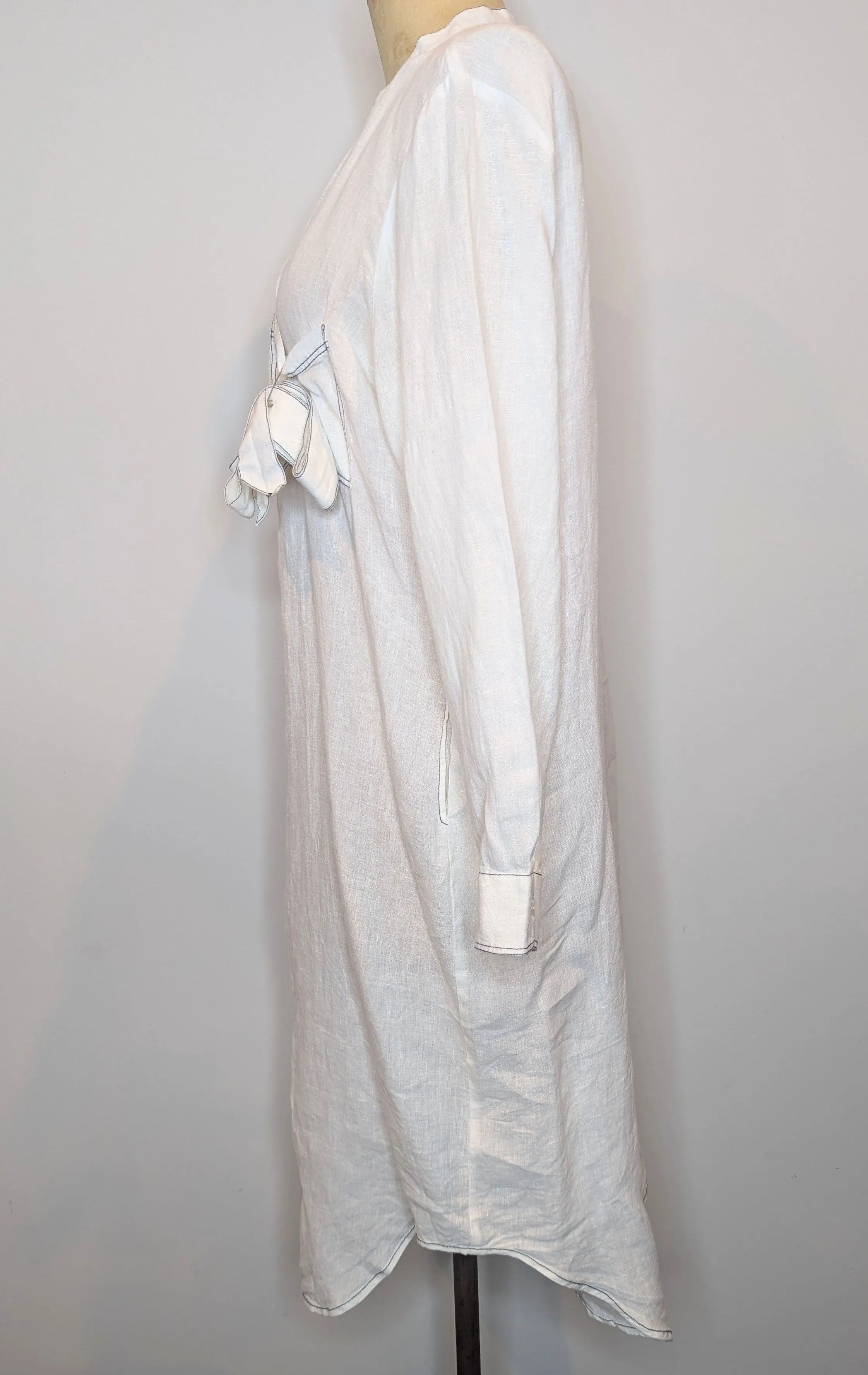 Seafolly White Belted Linen Shirt Dress / Cover Up