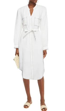 Seafolly White Belted Linen Shirt Dress / Cover Up