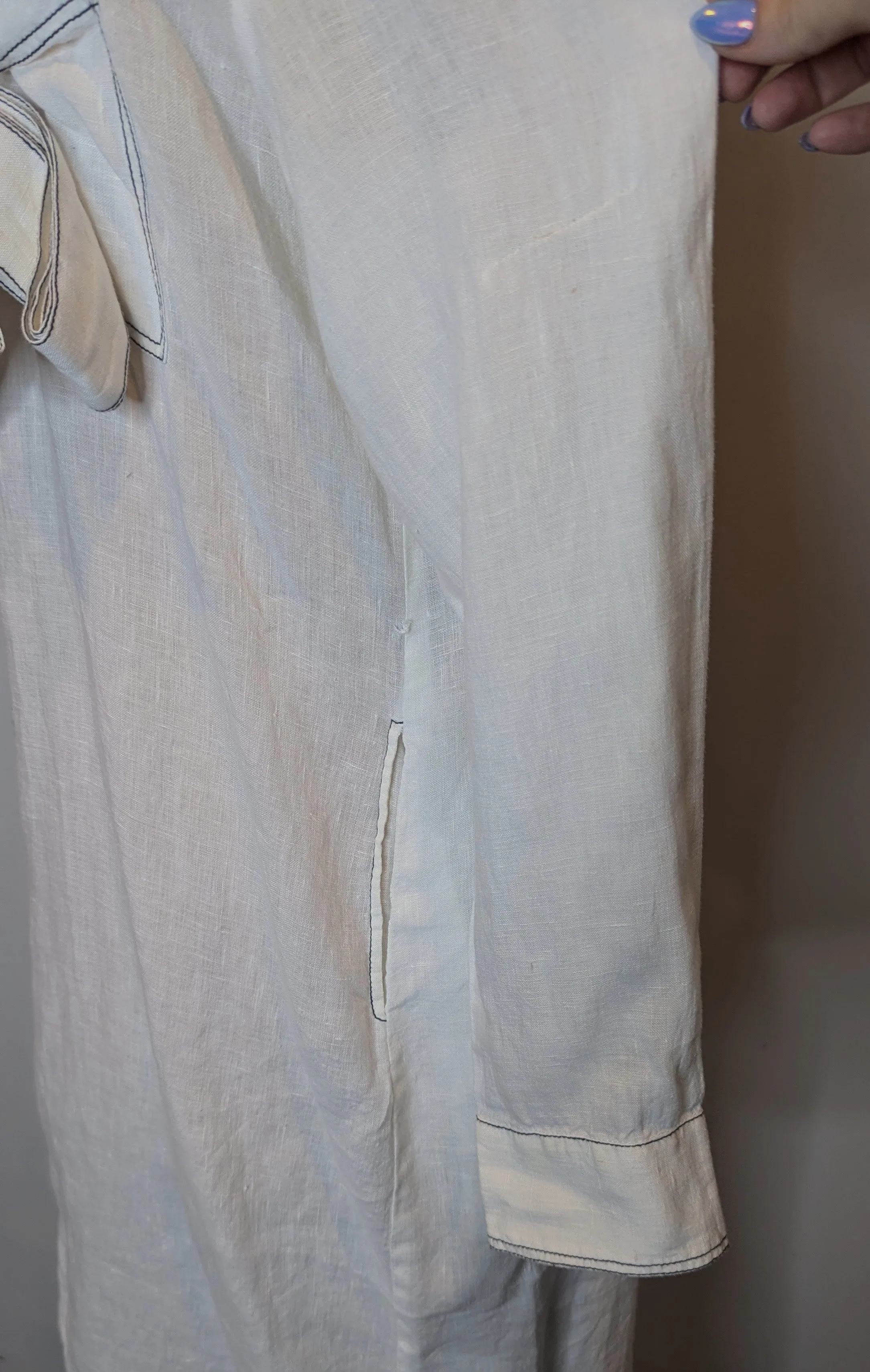 Seafolly White Belted Linen Shirt Dress / Cover Up