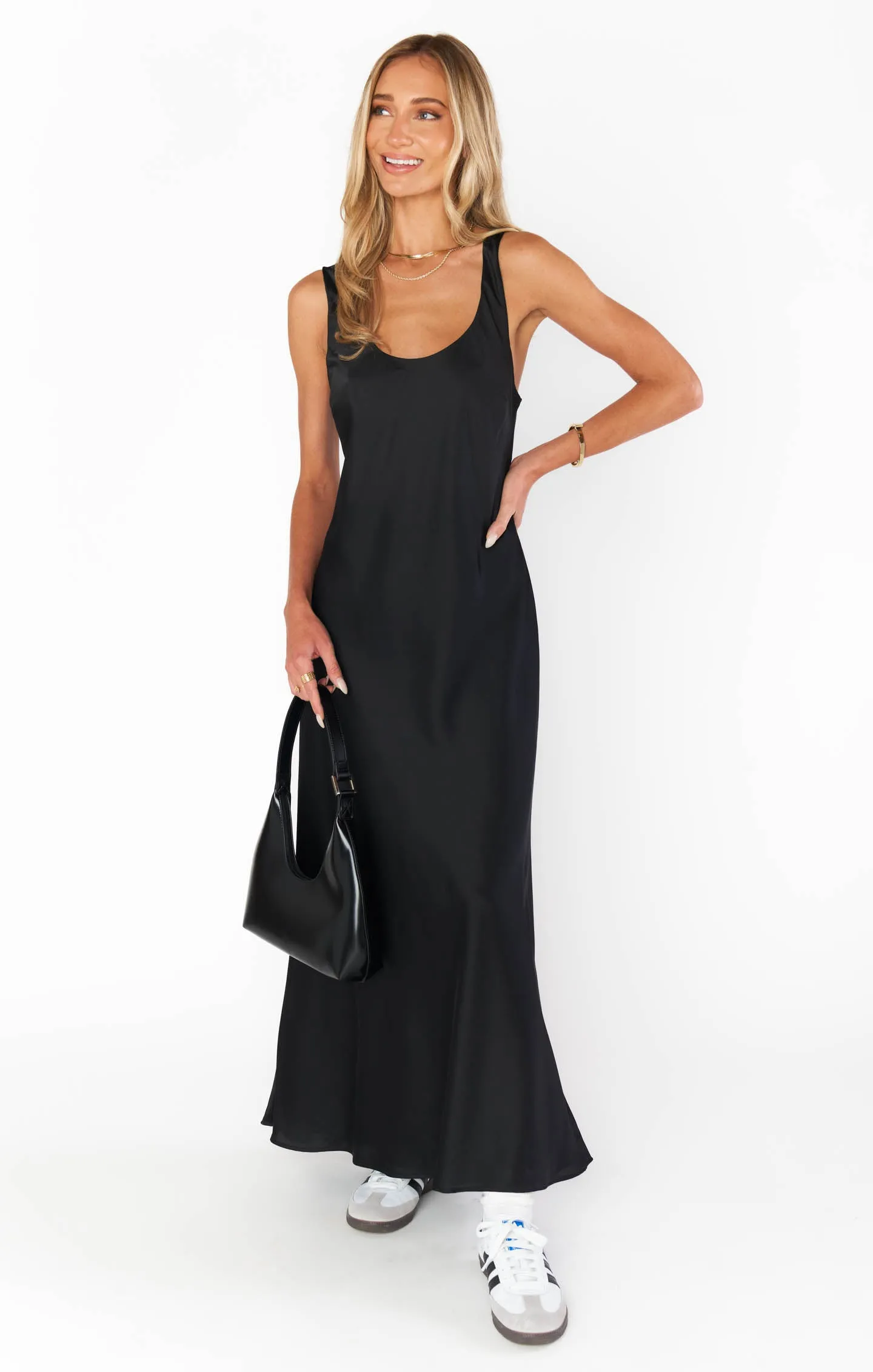 Serenade Slip Dress ~ Black Luxe Satin