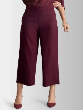 Side Zipper Culottes - Maroon