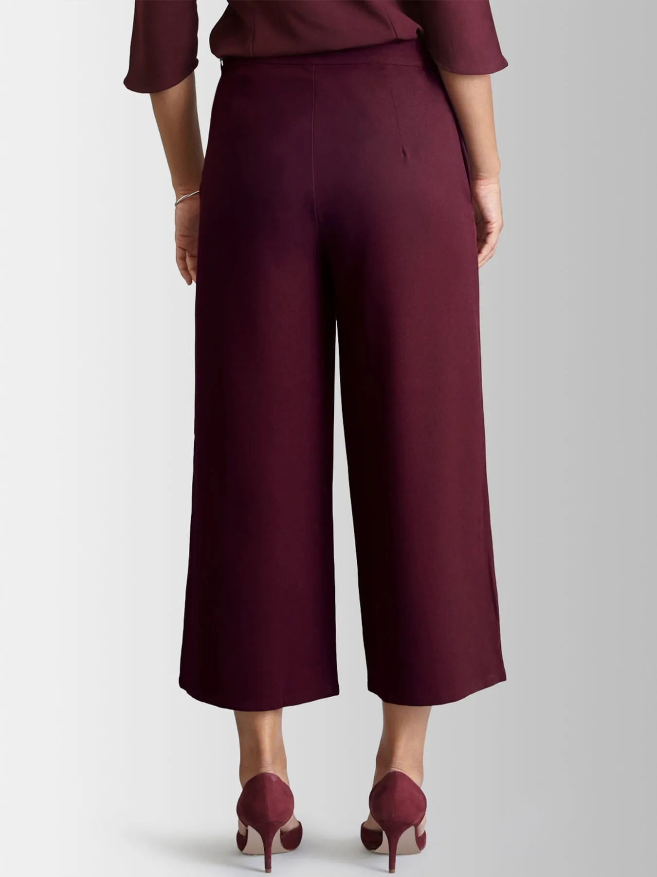 Side Zipper Culottes - Maroon