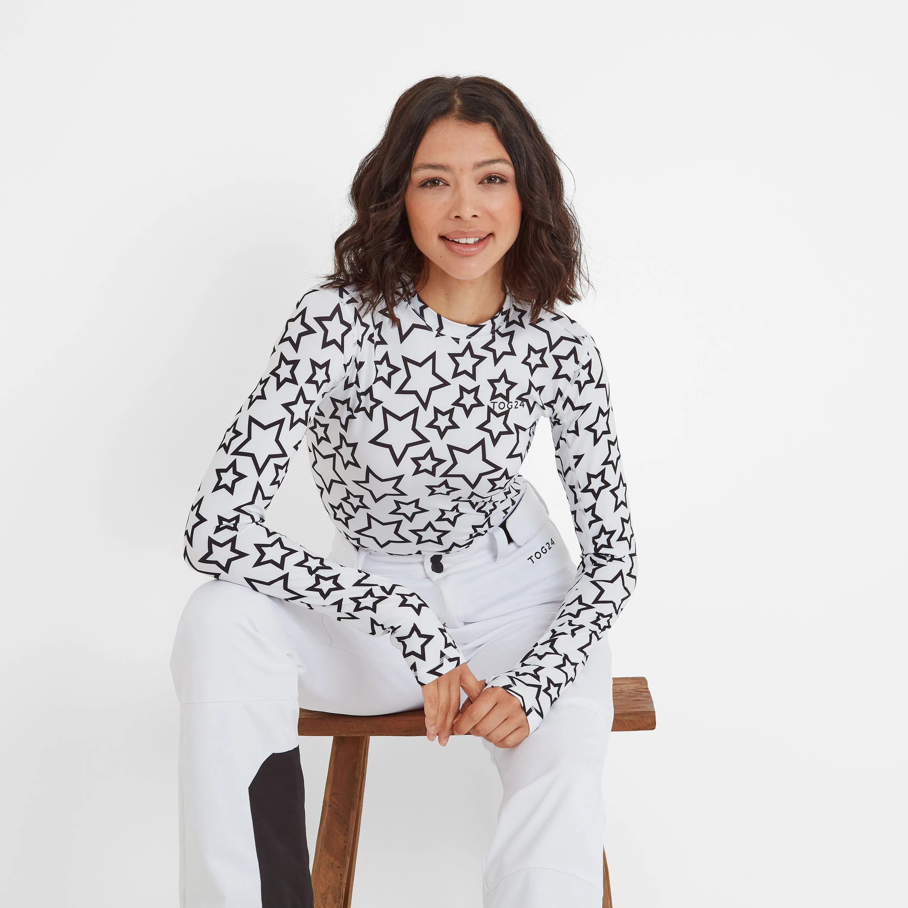 Snowdon Womens Thermal Crewneck - Star Print