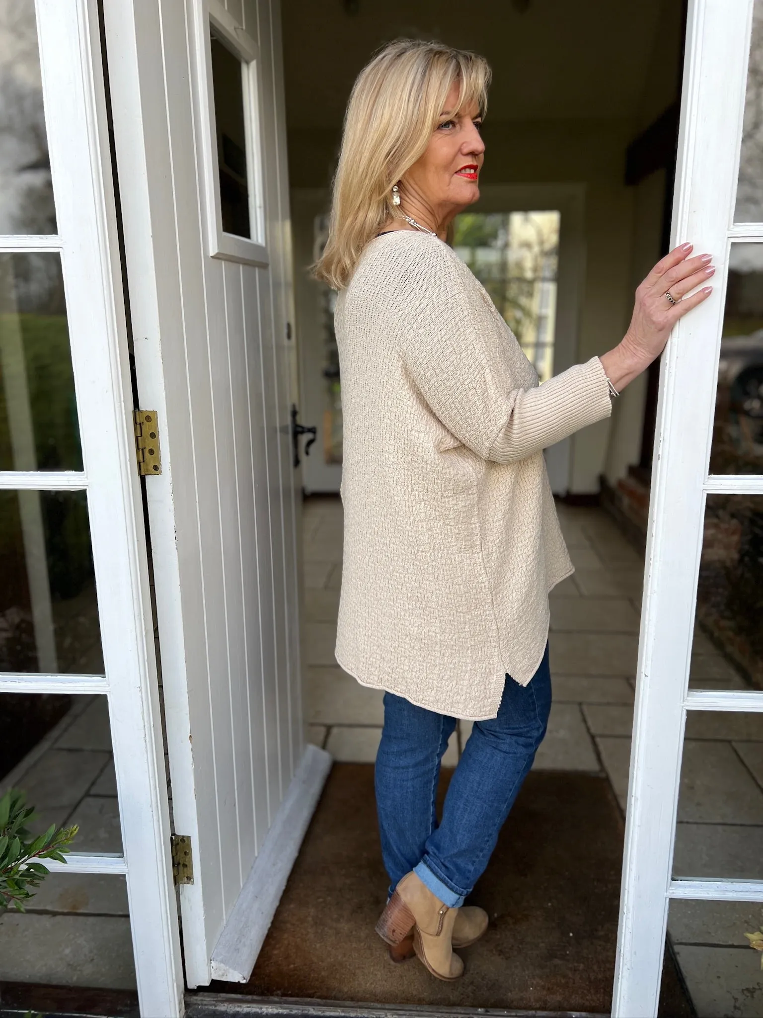 Soft Knit Texture Top | Beige