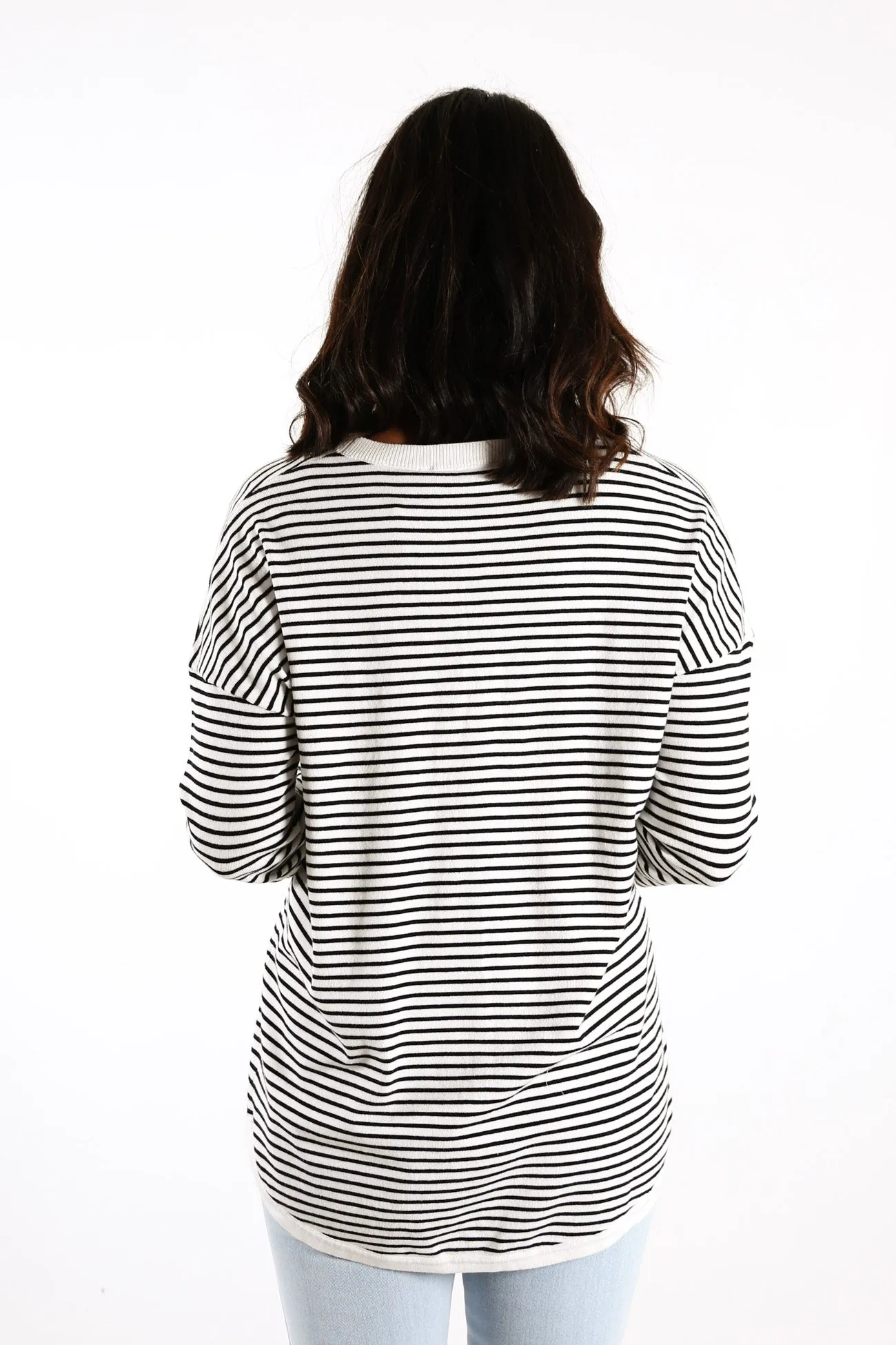 Sophie Knit Jumper White Black Stripe