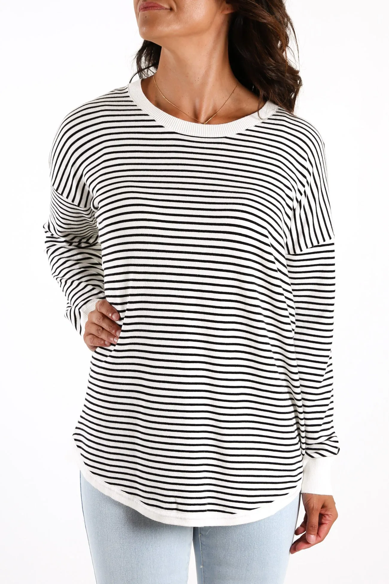 Sophie Knit Jumper White Black Stripe