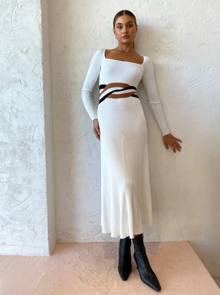 Sovere Inertia Knit Midi Dress in All Sort of White