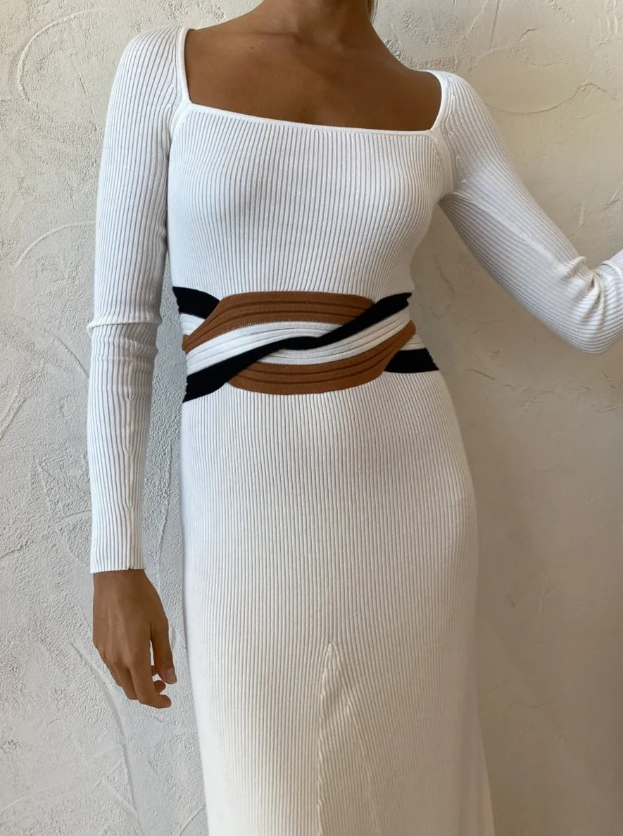 Sovere Inertia Knit Midi Dress in All Sort of White