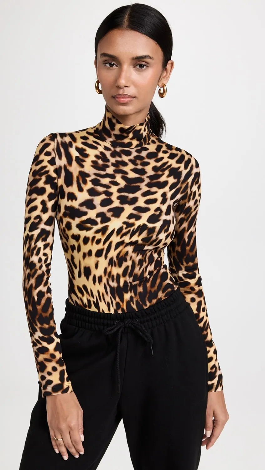 Stella McCartney Cheetah Printed Turtleneck Bodysuit