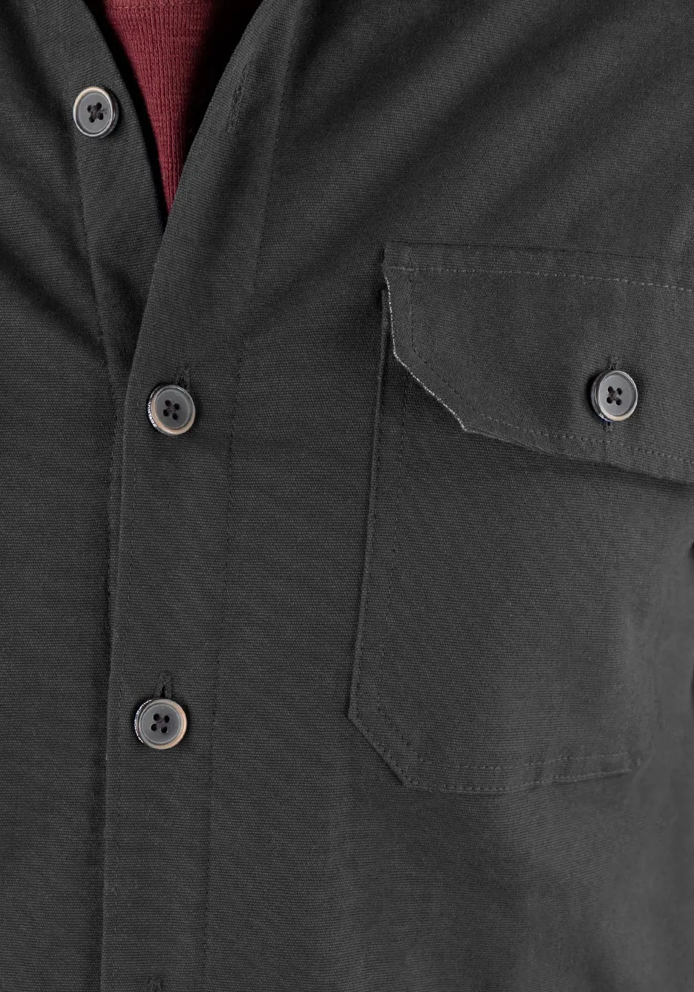 Stretch Canvas Shirt Jacket With Sherpa Lining