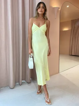 Suboo Georgia Tie Back Slip Dress in Lemon