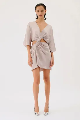 Suboo Millenia Rouched Cross Over Mini Dress - Gunmetal