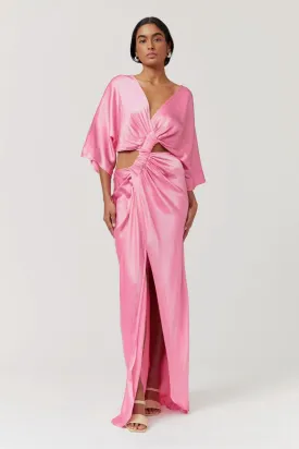 Suboo Tate Rouched Cross Over Midi Dress - Candy Pink