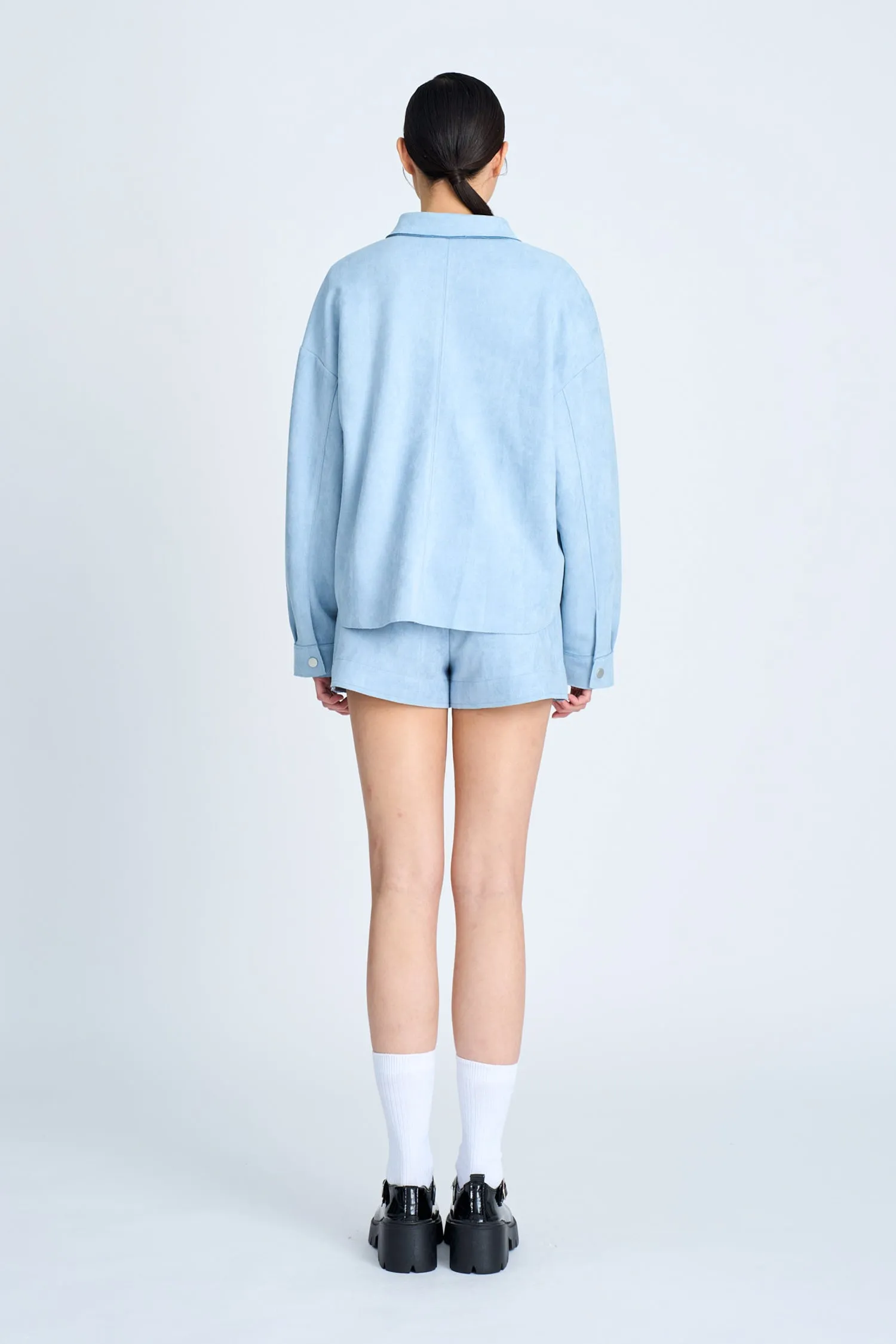 Suede Shorts - Dusty Blue