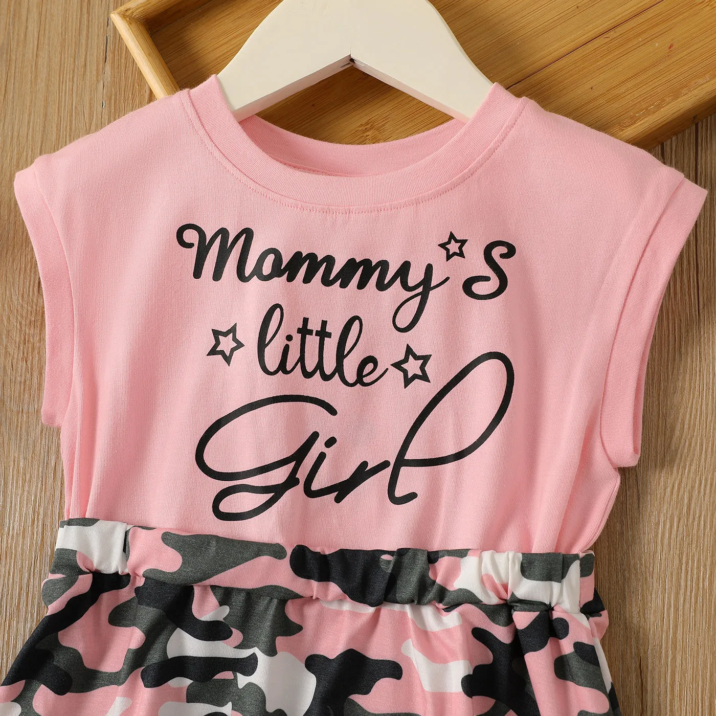 Toddler Girl Naia Letter Camouflage Print Sleeveless Dress