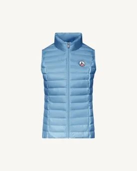 Washed blue Seda lightweight sleeveless puffer jacket